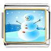 Cute Pale Blue Christmas Snowman Photo Italian Charm