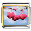  Italian Charms - Red Heart Leaves On The Branch Photo Italian Charm