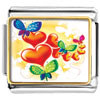  Italian Charms - Blue And Green Butterflies Fly On Red Heart Photo Italian Charm
