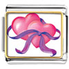 Two Pink Hearts With Purple Ribbon Photo Italian Charm