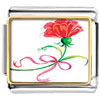 Beautiful Red Flower With Pink Ribbon Photo Italian Charm