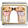 Double Lovely Kissing Puppy Dogs In Basket Photo Italian Charm