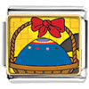 Easter Day Brown Basket With Red Bow Filled With Colorful Egg Photo Italian Charm