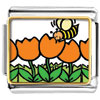 Yellow Bee Flying On Orange Flowers Photo Italian Charm