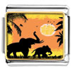  Italian Charms - Mom And Baby Elephant Strolling Under The Sun Photo Italian Charm