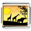  Italian Charms - Giraffes And Elephant Strolling Under The Sun Photo Italian Charm