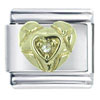 Golden Rhinestone  Heart  X2 Italian Charm