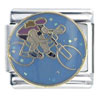  Hand   Painted  Bicyclist X2 Italian Charm