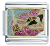 Woman On Pink Pool Raft X2 Italian Charm