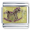 Rocking Horse Yellow X2 Italian Charm