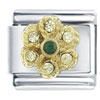Golden Crystak Flower X2 Italian Charm