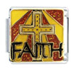  Gold  Plated Cross And Faith X2 Italian Charm