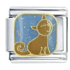 Enamel Brown Cat X2 Italian Charm