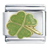 Green Four Leaf Clover X2 Italian Charm