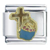 Easter Basket &amp; Cross X2 Italian Charm
