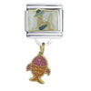 Fisherman &amp; His Catch Dangle Italian Charm