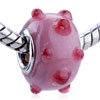 Peach Red Spots Murano Glass European Beads