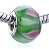 Green Lotus Mary Murano Glass European Beads