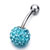 Round With Pale Blue Crystal March Birthstone Navel Rings