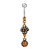 Orange Crystal Gold Tone Filigree Butterfly Dangle Belly Navel Rings