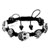 Black Crystal Disco Ball And Skull On Black Cotton Rope Adjustable Shamballa Bracelet