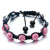 Hot Pink And Silver Grey Disco Ball Rhinestone Adjustable Shamballa Bracelet Bead Bracelets