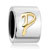 Cylindrical Shaped Letter P Two Tone Plated Beads Charms Bracelets