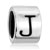 Cylindrical Shaped Letter J Silver Plated Beads Charms Bracelets