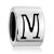 Cylindrical Shaped Letter M Silver Plated Beads Charms Bracelets