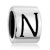 Cylindrical Shaped Letter N Silver Plated Beads Charms Bracelets