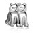 Twin Cats Animal Love Al Brand Silver Plated Beads Charms Bracelets