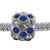 Clear And Blue Rhinestone Round Silver Plated Crystal European Beads