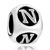 Dice Shaped Letter N Silver Plated Beads Charms Bracelets
