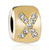 22K Gold Plated Silver Clear Crystal Cross Wheel Spacer Beads Charms Bracelets
