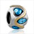 22K Aquamarine Crystal Heart Love Two Tone Plated Beads Charms Bracelets