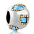 Square And Drop With Aquamarine March Birthstone Crystal All Brands Two Tone Plated Beads Charms Bracelets