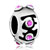 Black Flower With October Birthstone Pink Crystal All Brands Silver Plated Beads Charms Bracelets