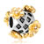 22K Carved Grid Golden Flower Two Tone Plated Beads Charms Bracelets