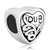 Engraved Heart 925 Sterling Silver Love European Beads