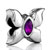 February Birthstone Butterfly Silver Plated Beads Charms Bracelets