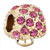 22K Oct Birthstone Rose Pink Crystal Diamond Accent Mushroom Gold Plated Beads Charms Bracelets