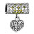 Clear Topaz Crystal Round Dangle Heart Love Fit All Brands Silver Plated Beads Charms Bracelets