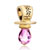 22 K Golden Plated Engraved Happy Feeding Bottle Dangle Pink Crystal Fit All Brands Beads Charms Bracelets