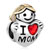 22K Cute Girl Holding Heart I Love Mom Two Tone Plated Beads Charms Bracelets
