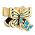 22 K Golden Double Butterfly Blue Crystal March Birthstone Fit All Brands Gold Plated Beads Charms Bracelets