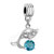 Mar Birthstone Aquamarine Blue Crystal Diamond Accent Dolphin Animal Bead Charm