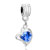 March Birthstone Aquamarine Crystal Heart Dangle Euro Beads Charms Bracelets