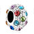 Fashion Multi Color Crystal Birthstone Fit All Brands Two Tone Plated Beads Charms Bracelets