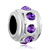 Purple Crystal February Birthstone Surround Silver Plated Beads Charms Bracelets