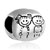Round With A Pair Of Small Dolls Silver Plated Beads Charms Bracelets